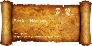 Petky Mátyás névjegykártya